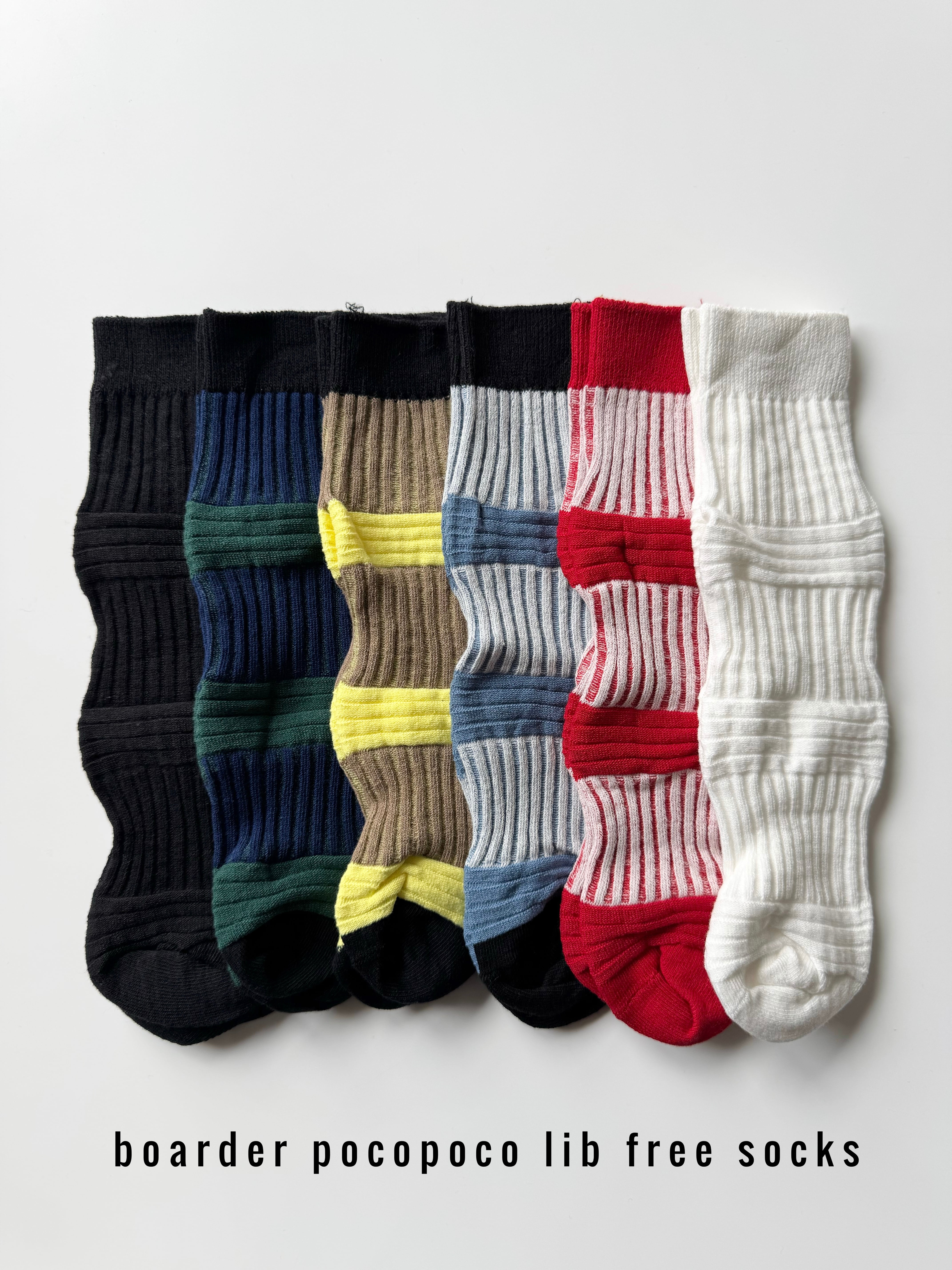 ボーダーポコポコリブ free socks    4302