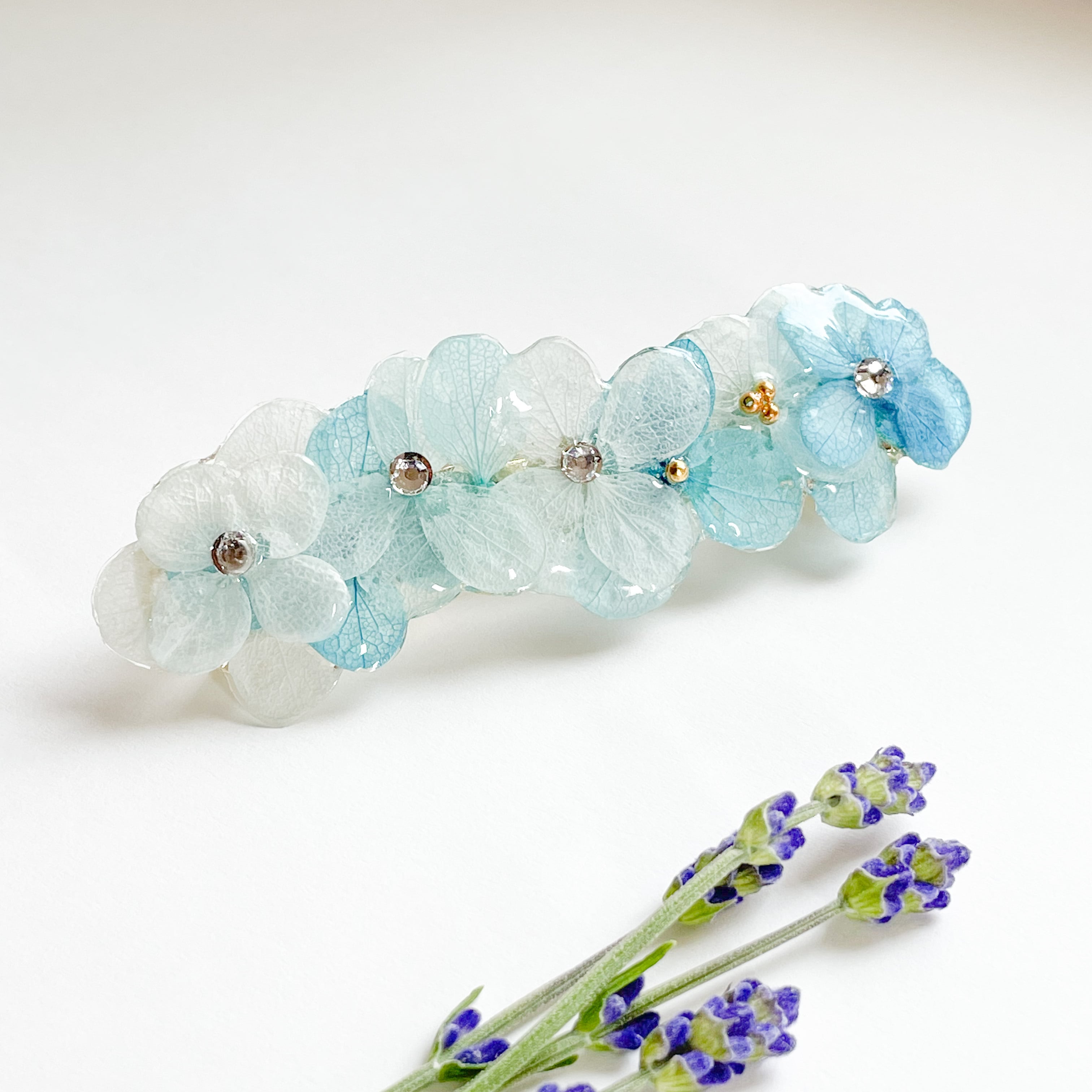 淡いブルー紫陽花バレッタ | puanani accessory