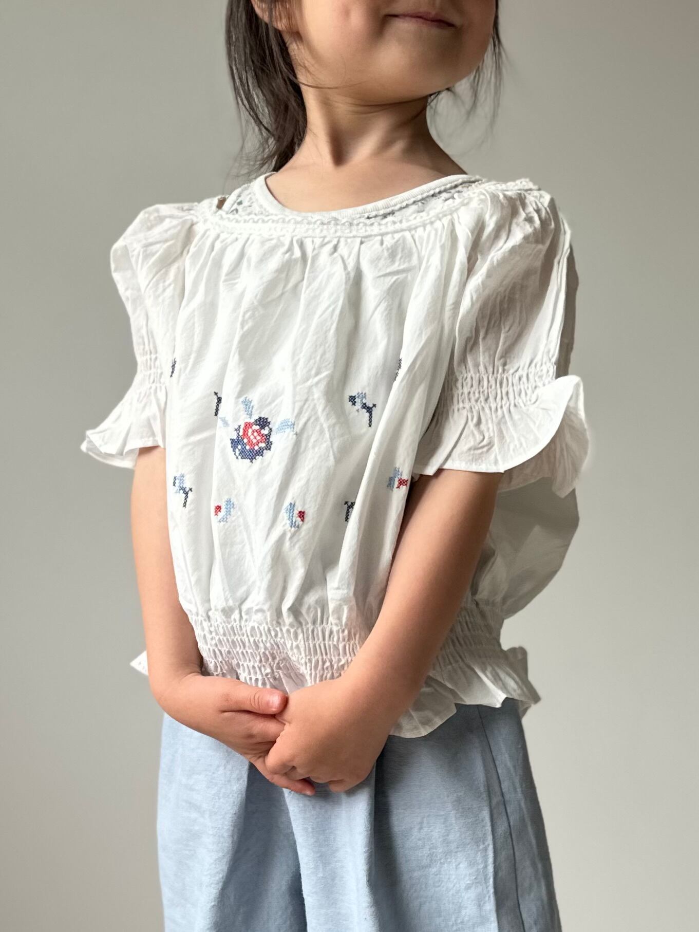 刺繍ギャザートップス（100cm）3205