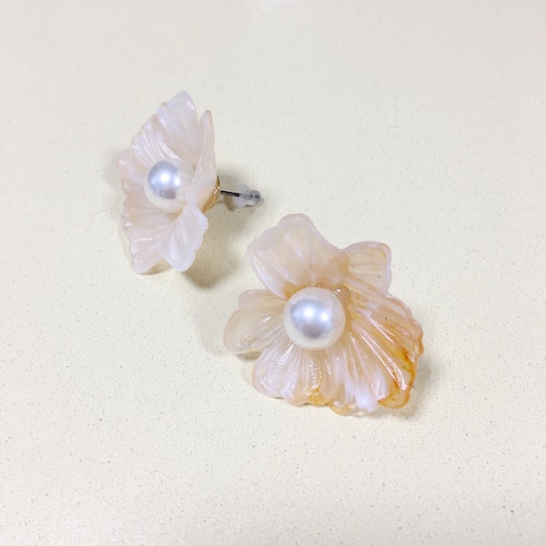 PIERCINGS || 【通常商品】POTTERY STYLE FLOWER PIERCING || 1 PAIR || PINK || FCF255