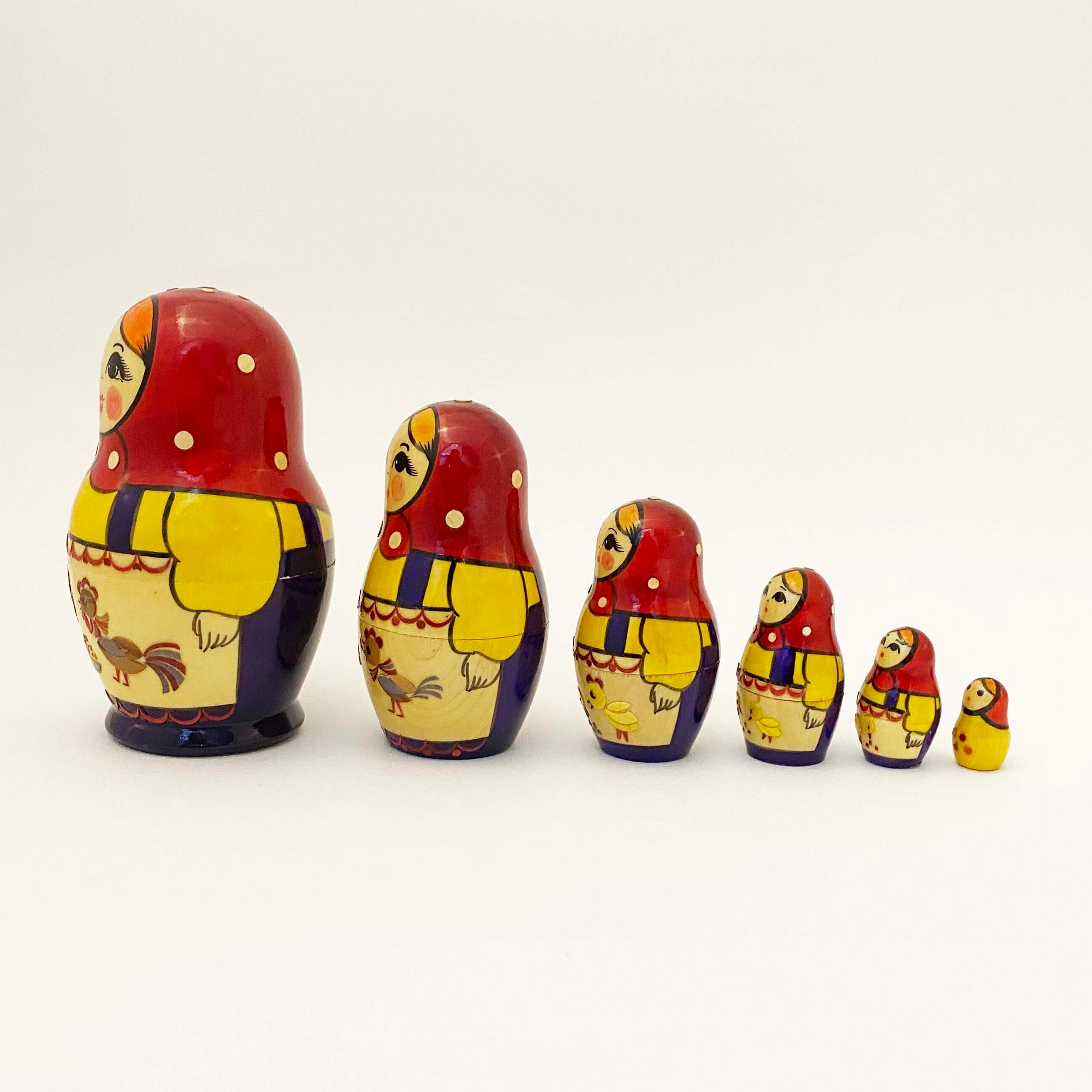 麦わらノーリンスク産マトリョーシカ / にわとり6個組