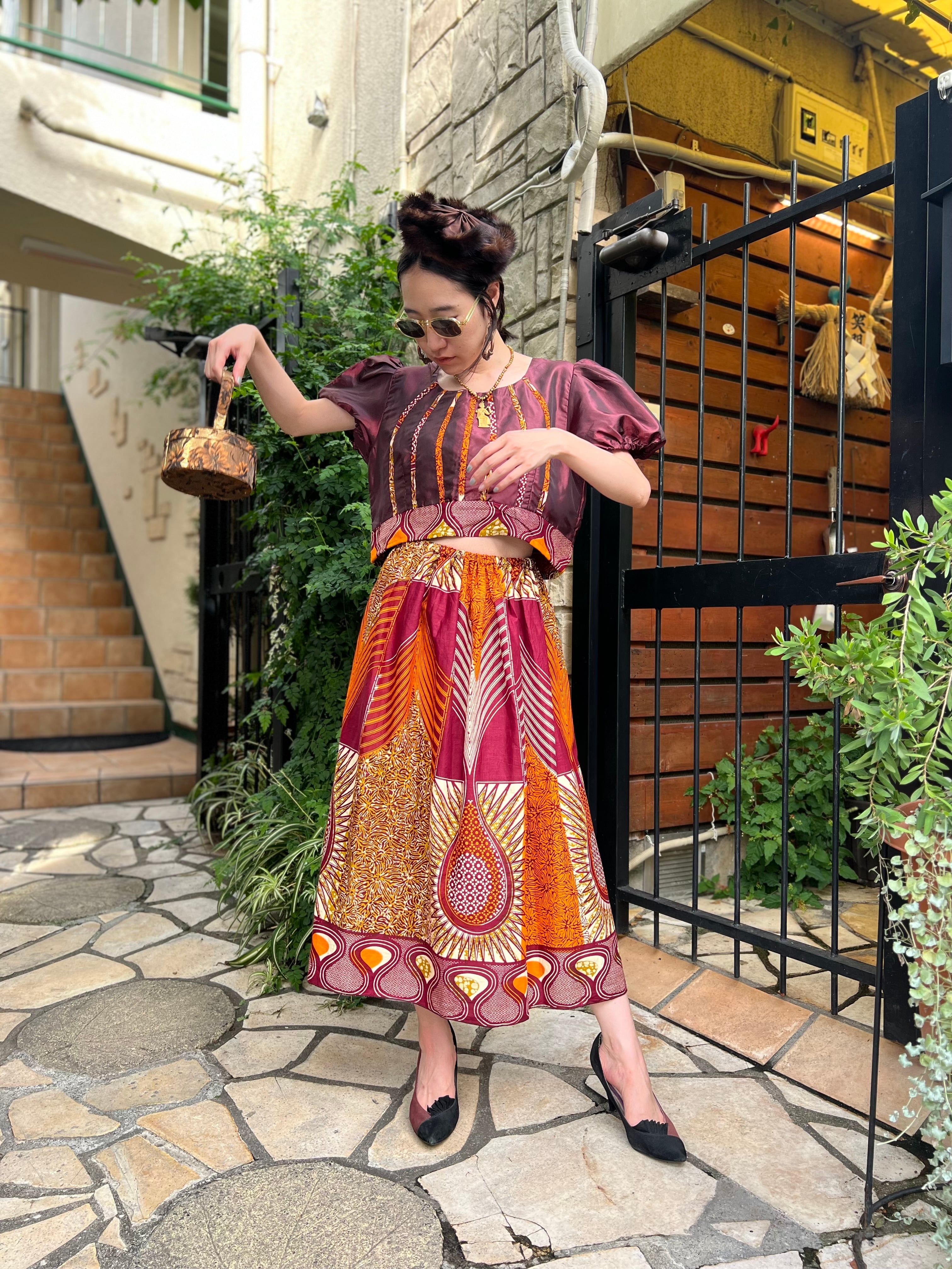 Vintage african batik cotton poly set up ( ヴィンテージ アフリカン