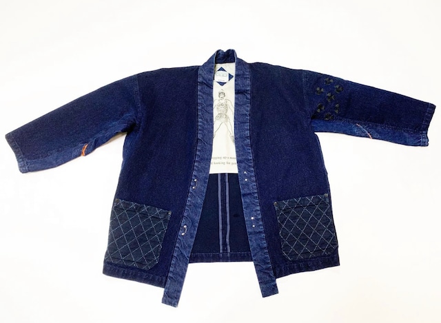 20SS 硫化染めクレイジーパターンストライプキモノシャツ / Sulfide dyeing crazy pattern stripe kimono shirts / Khaki