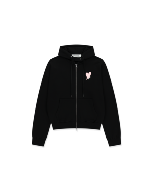 [KIMHEKIM] Heart Patch Zip-Up Hoodie(Black/Pink) 正規品 韓国ブランド 韓国通販 韓国代行 韓国ファッション キムヘキム 日本 店舗