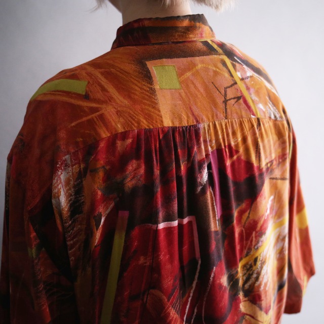 "夕焼け" good coloring art pattern loose h/s shirt