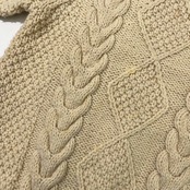 PAPAS パパス ハンドニット フィッシャーマンセーター アイボリー