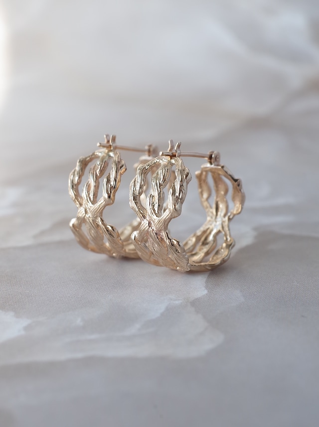 ARAN Hoop Earrings - K10YG -