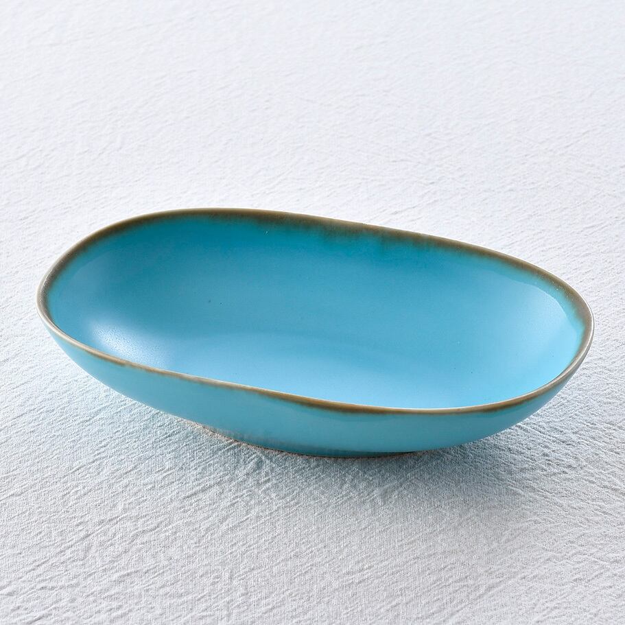 ターコイズブルー オーバルボウル 渕錆 | 波佐見焼 和食器の通販｜長十郎窯