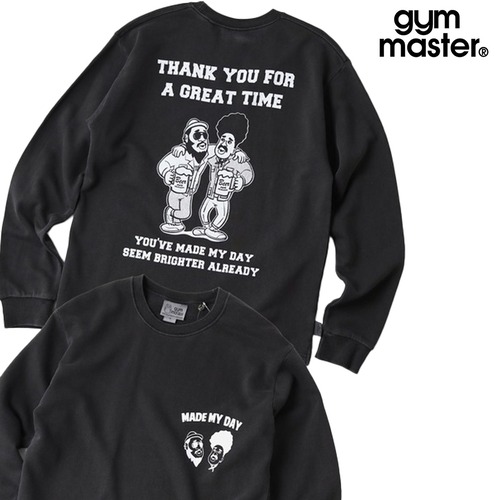 gym master ジムマスター 10oz ピグメントスウェット MADE MY DAY ロンTEE 長袖Tシャツ メンズ レディース コットン100% Cheers LOVE&PEACE クルーネック トップス G833774 チャコール