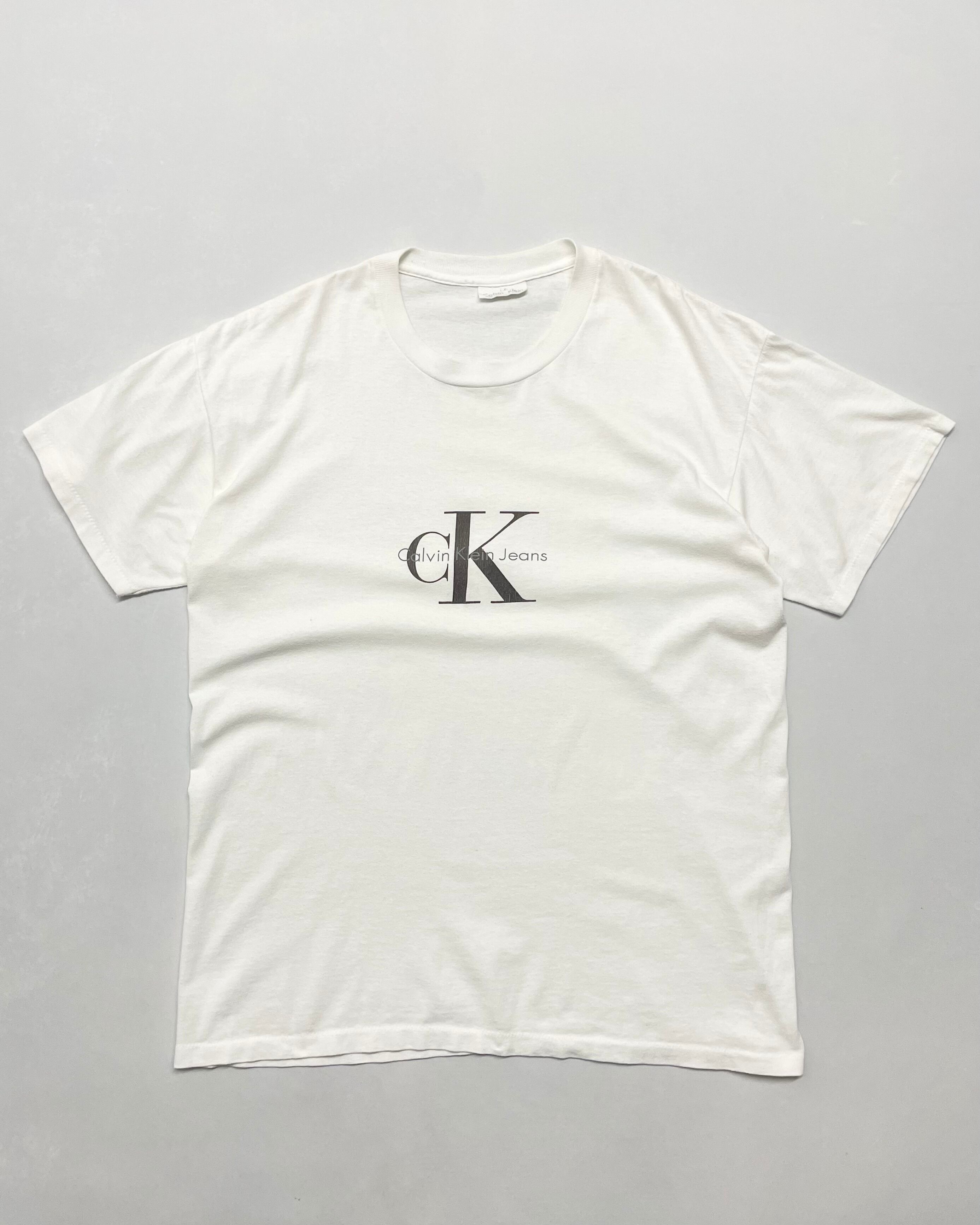 90s Calvin Klein Logo Print Tee USA製