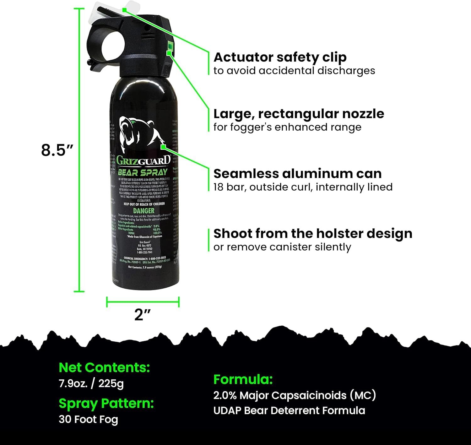 Griz Guard 熊撃退スプレー ホルスター付(アメリカ森林警備隊採用品 Griz Guard 熊撃退スプレー ホルスター付(アメリカ森林警備隊採用品