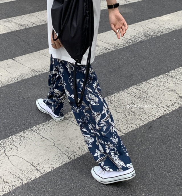 botanical design wide pants【2024022203】