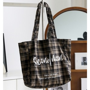 checked logo tote bag　J00197