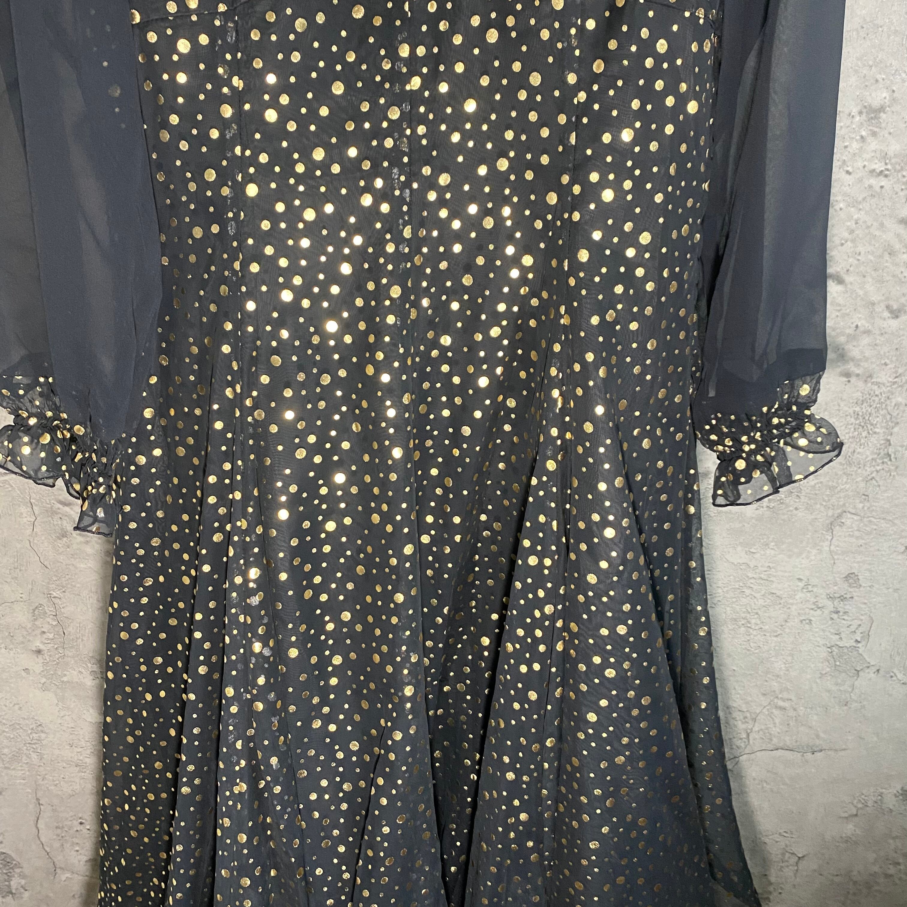see-through sleeve dot pattern one-piece