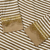 Leilian レリアン ボーダー ラメ 七分袖 Tシャツ カットソー 11/ホワイト×ベージュ系 レディース