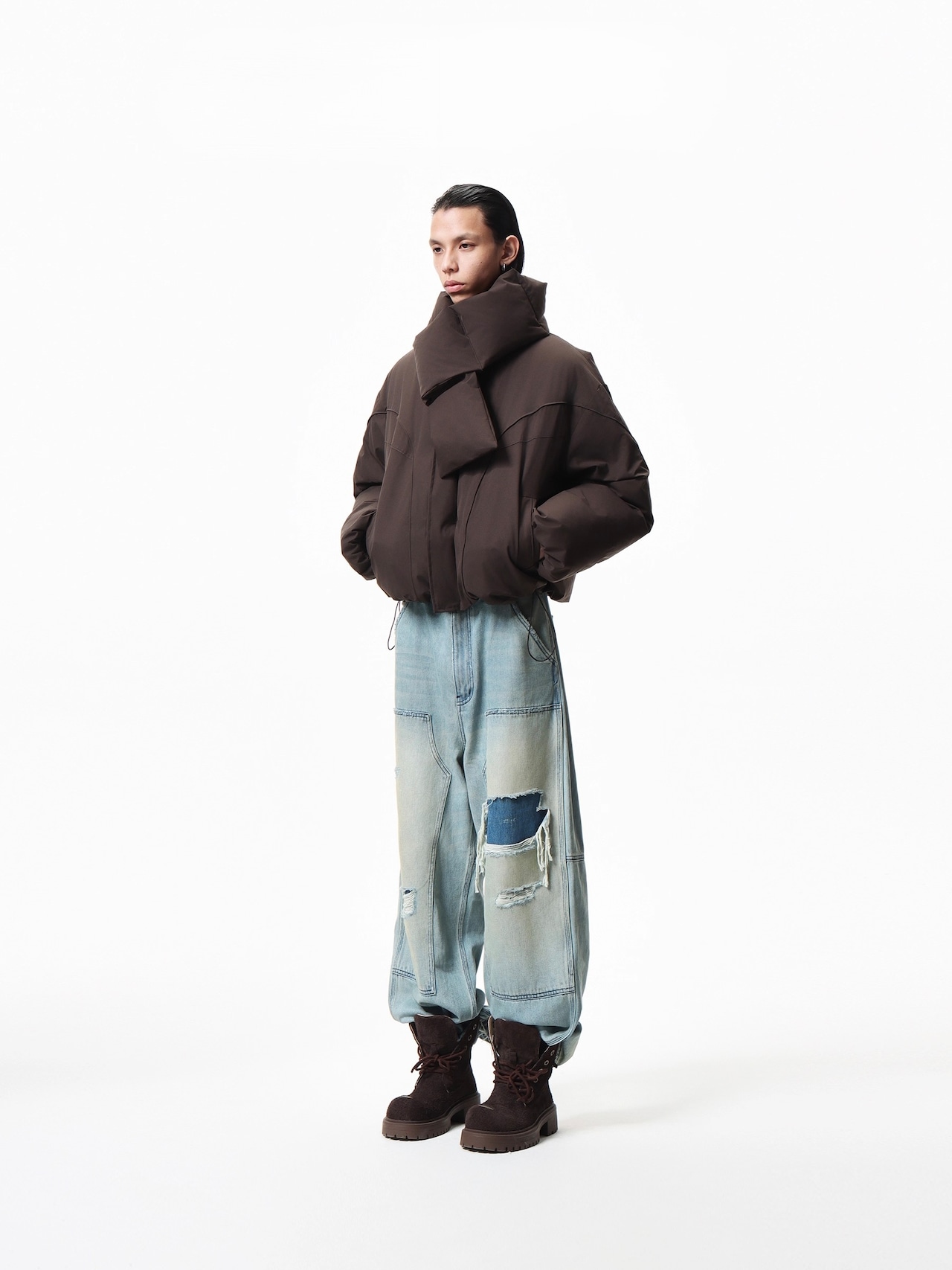 BOOGOOVOGUE Scarf Collar Puffer Jacket