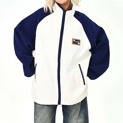 バイカラーパッチアクセントジップブルゾン 2col   R01490