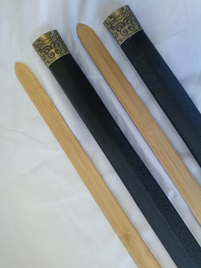 ●訳あり品● 漢剣 黒石目鞘 竹光刀身 模造刀 中国剣 C56