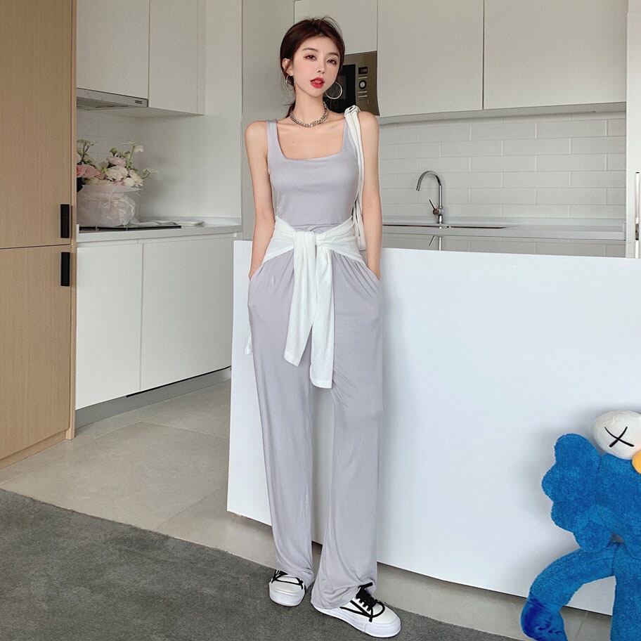 ワンピースパンツ サマーハイウェストルーズ 夏物 ハンチェンe59049322027