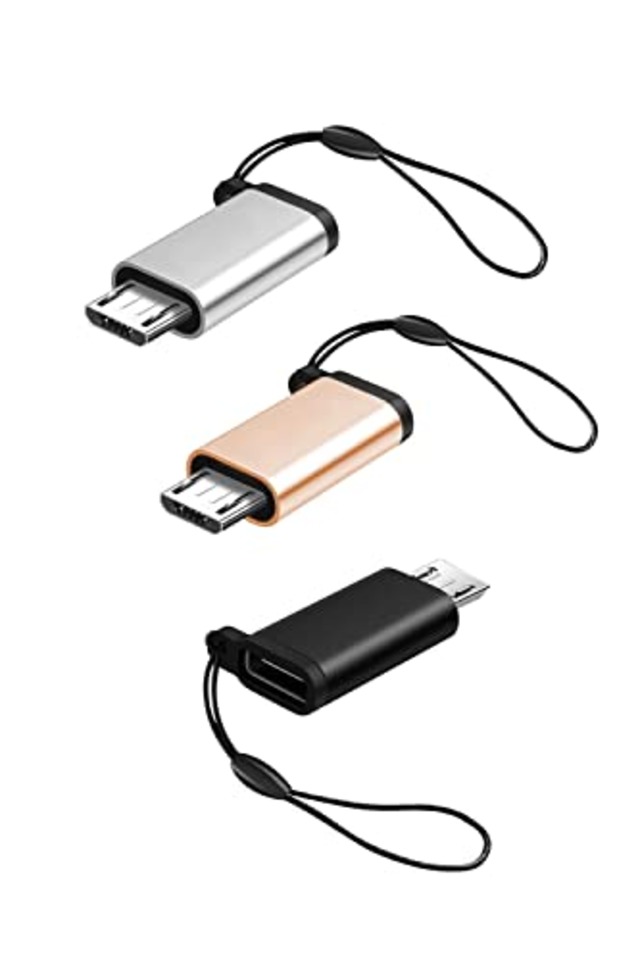 YFFSFDC マイクロUSB変換アダプター タイプC Micro USB 変換アダプタ3個入り Type C メス to Micro USB オス 変換コネクタ 充電とデータ転送 Galaxy、Nexus、Xperia、HUAWEI等Micro USB設備対応 ストラップ付 紛失防止 （ブラック 、シルバー、ゴールド）