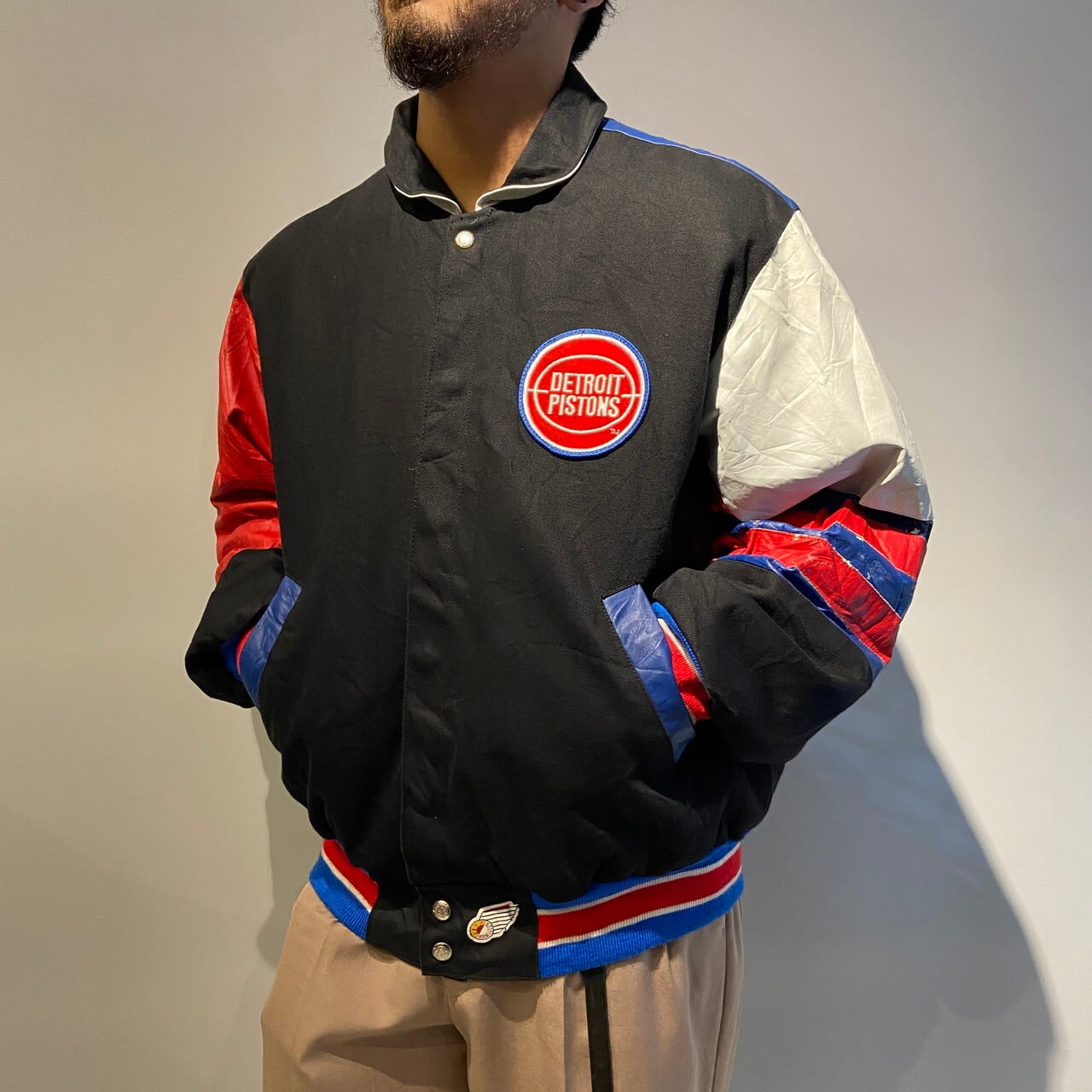 90年代 NBA ジェフハミルトン レザー コットンスタジャン メンズL相当 