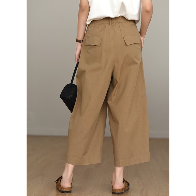 【フロントプレス入りクロップドワイドレッグパンツ】P00653