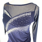 社交ダンス 衣装 スタンダード 上下セット ツーピース レッスンウェア パーティ衣装 オールシーズン ネイビー系 紺 エル・プラト レース 長袖 伸縮性 競技用 女性用 衣装セット スカート トップス セットアップ 袖あり ストレッチ 股下 美ライン ロングスカート エレガント ダンスレッスン フォーマル パーティー 着やすい ポリエステル ポリウレタン 豪華 デザイン シンプル 上品 ラインストーン 光沢感