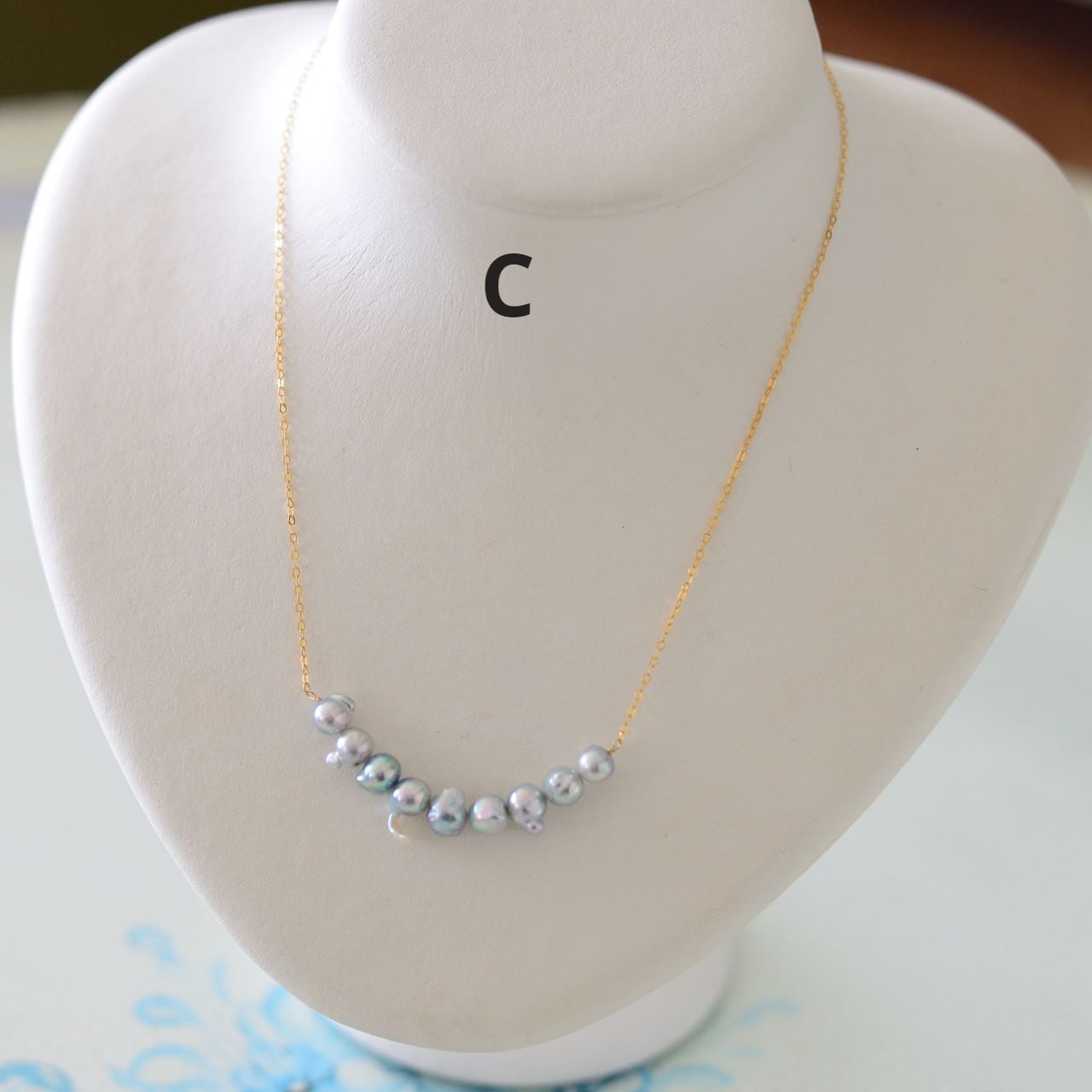 ナチュラルブルーの天使の羽】ペンダントK14GF【あこや真珠】P-2988