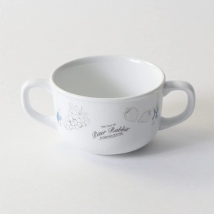 割れにくい高強度磁器 両手カップ 180ml 口径8.4×高さ5.4cm ピーターラビット フルーツアンドベジ しっかり握れる広めのハンドル 持ちやすい 安定感 保育園で使われている 離乳食にも便利 美濃焼 日本製 エンヴェールヘルック(R)
