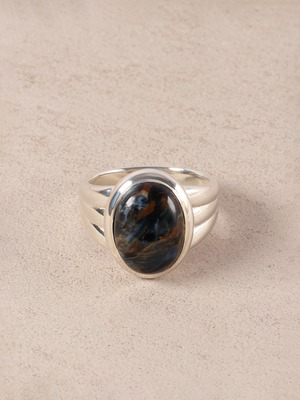 chubby stone ring – blue pietersite