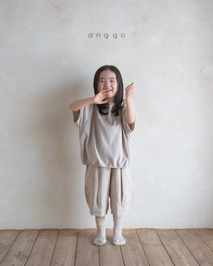 【anggo】タックミディアムパンツ ベージュ 80〜120cm  240712