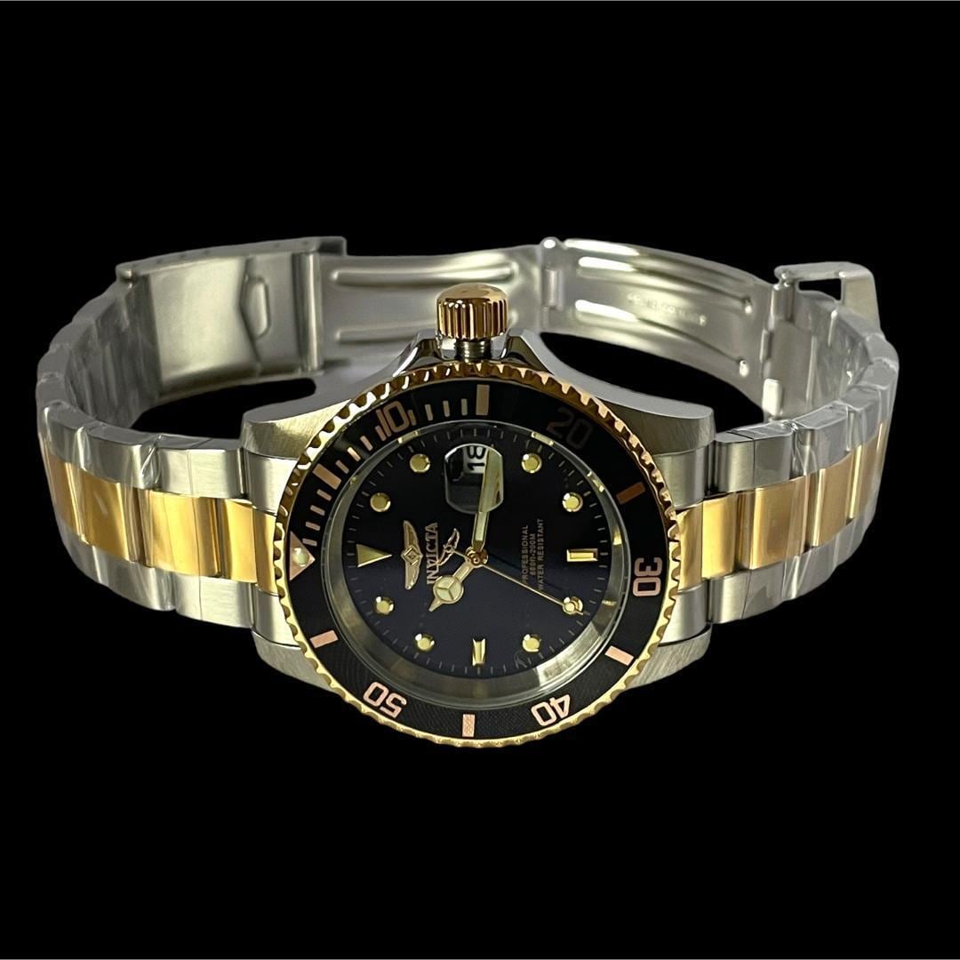 メンズ腕時計 200M防水 INVICTA インビクタ Pro Diver プロダイバー 黒 ゴールドシルバー ツートンカラー 並行輸入品
