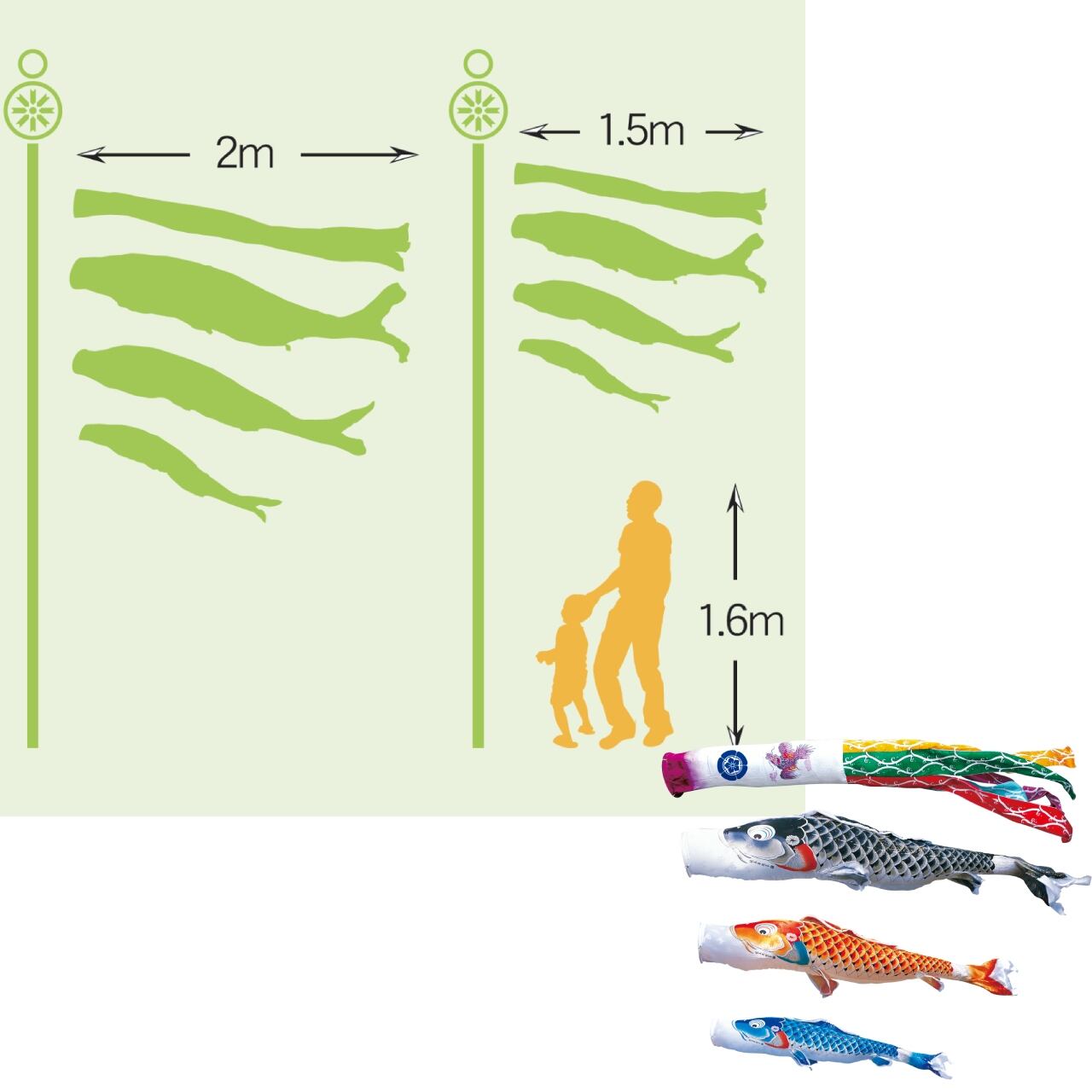 吉兆ガーデンセット　２M６点セット（徳永鯉のぼり）