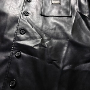 DOLCE&GABBANA black PVC open collar shirt jacket