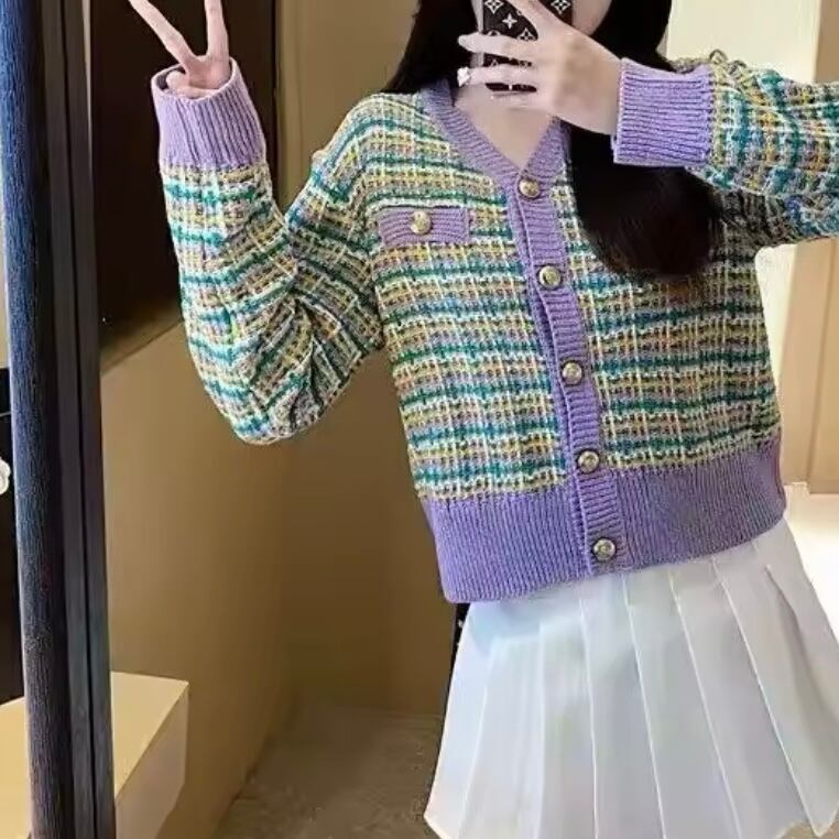 マルチカラーツイードカーディガン
