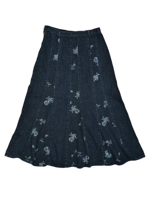 DoReMi Unique Series – Denim Floral Patchwork Maxi Skirt