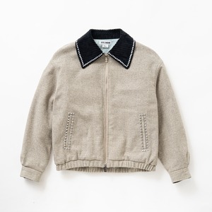 Big collar work jacket w/ bijou（GREY）