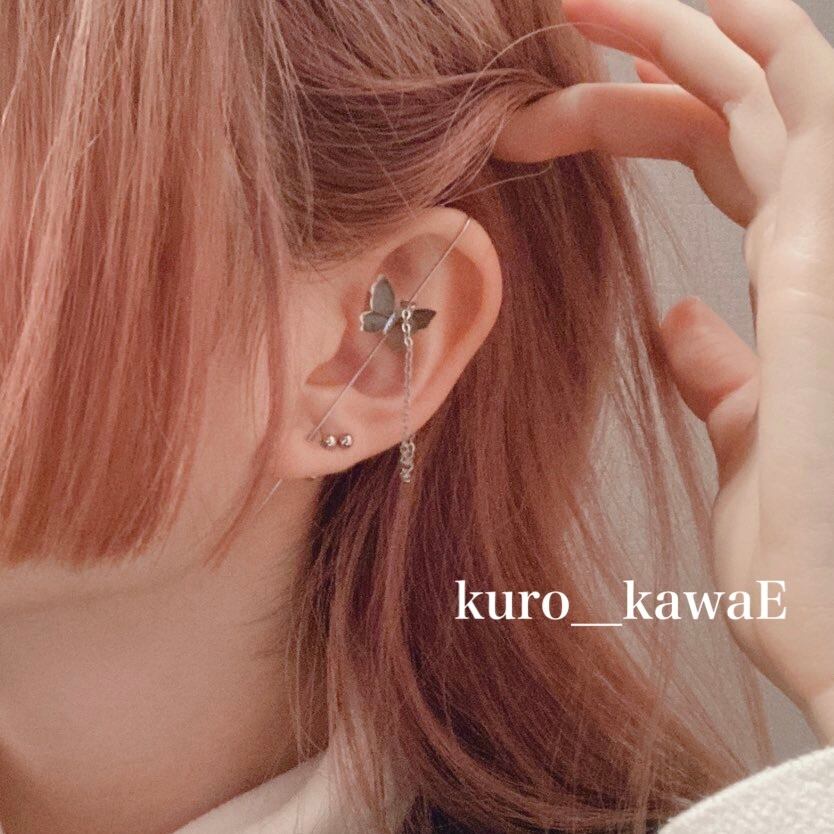 蝶のイヤーラップピアス】デザインフックピアス 地雷系 量産型 軟骨