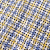 イタリア製 DAKS ダックス チェック柄 ボックス丈 半袖シャツ サイズ 40 /15 3/4 /ホワイト×イエロー×ブルー