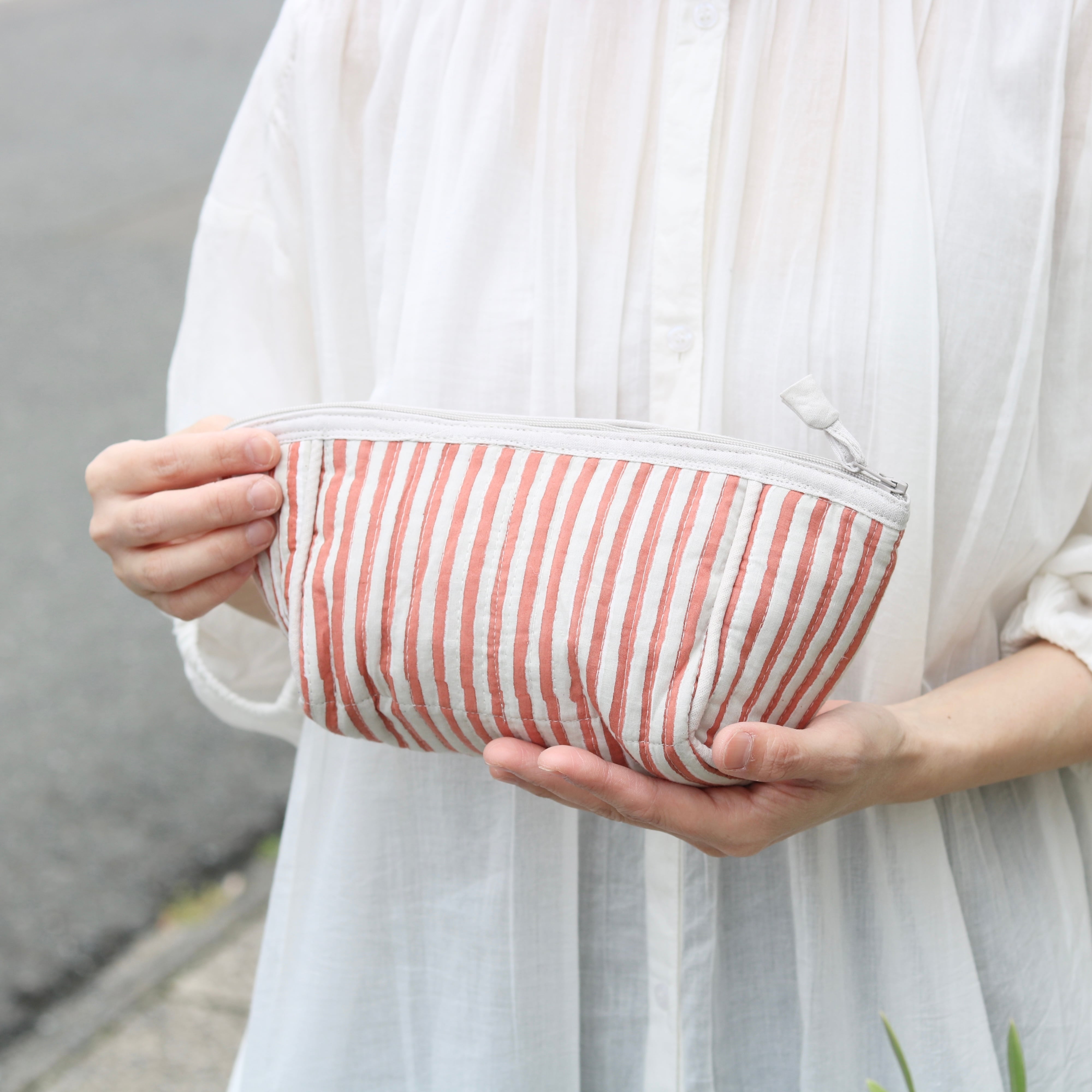 shesay ブロックプリント ストライプ ポーチ | Zakka so-la