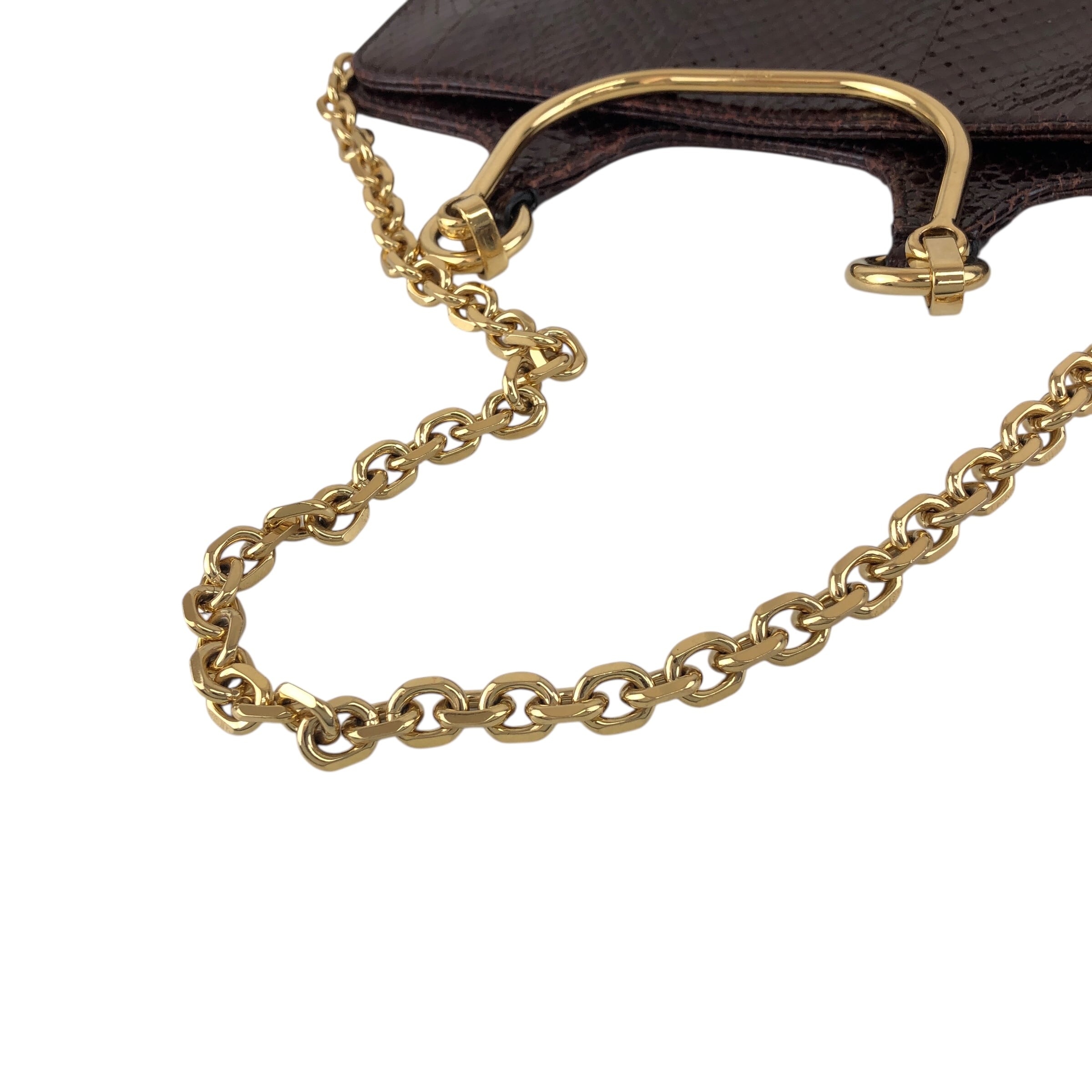 CELINE セリーヌ ハンドバッグ ブラウン レザー パイソン型押し