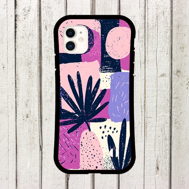 受注生産 iPhoneケース 紫紙片と黒い花のZINEコラージュ｜花コラージュ ZINE052C