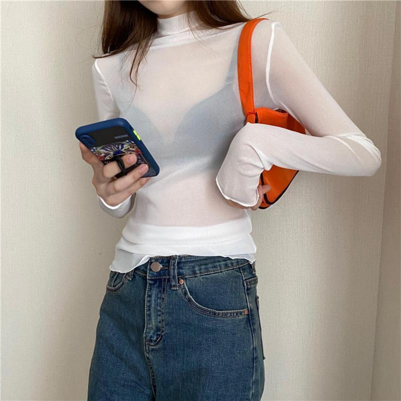 モックネックシースルートップス UH00007