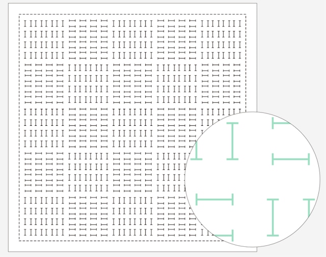 ダルマ刺し子ふきん一目刺し（白）「積み木 (1160)」：DARUMA Sashiko Fukin White "Tsumiki" - 1160