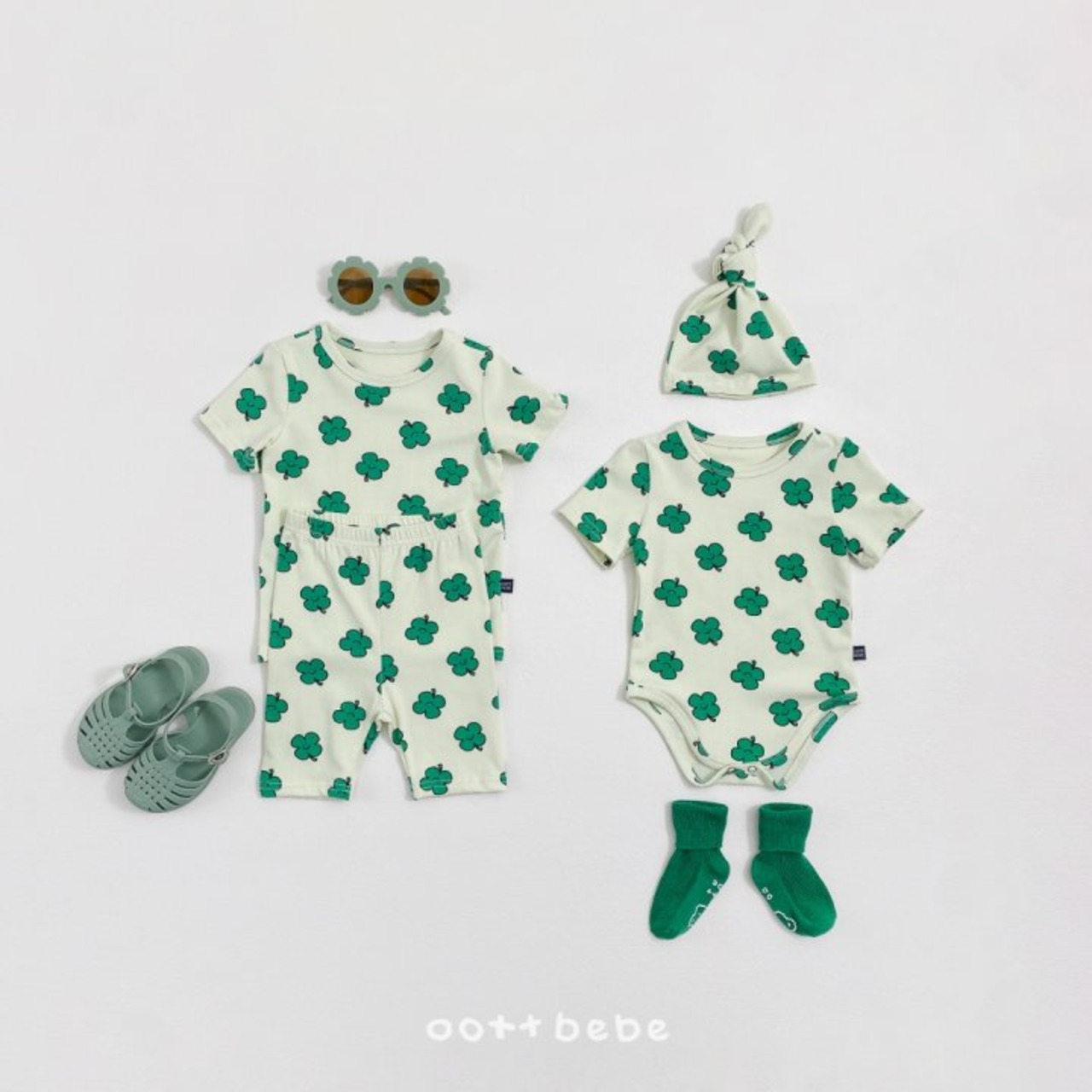 [oottbebe] Happy Friends Bodysuit Bonnet Set-up / [오뜨베베] 해피프렌즈슈트보넷세트