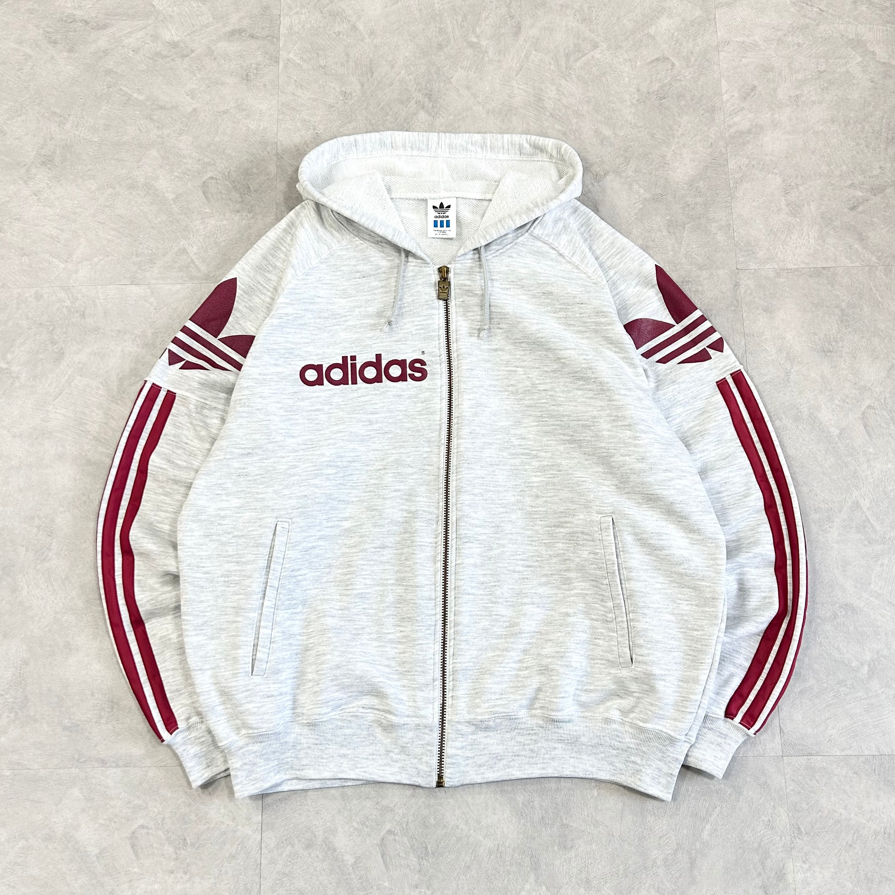  ハーフジップ フーディ トレフォイル刺繍 90’s00’sデサント 90s adidas/アディダス デサント製 トレフォイル フルジップフーディ