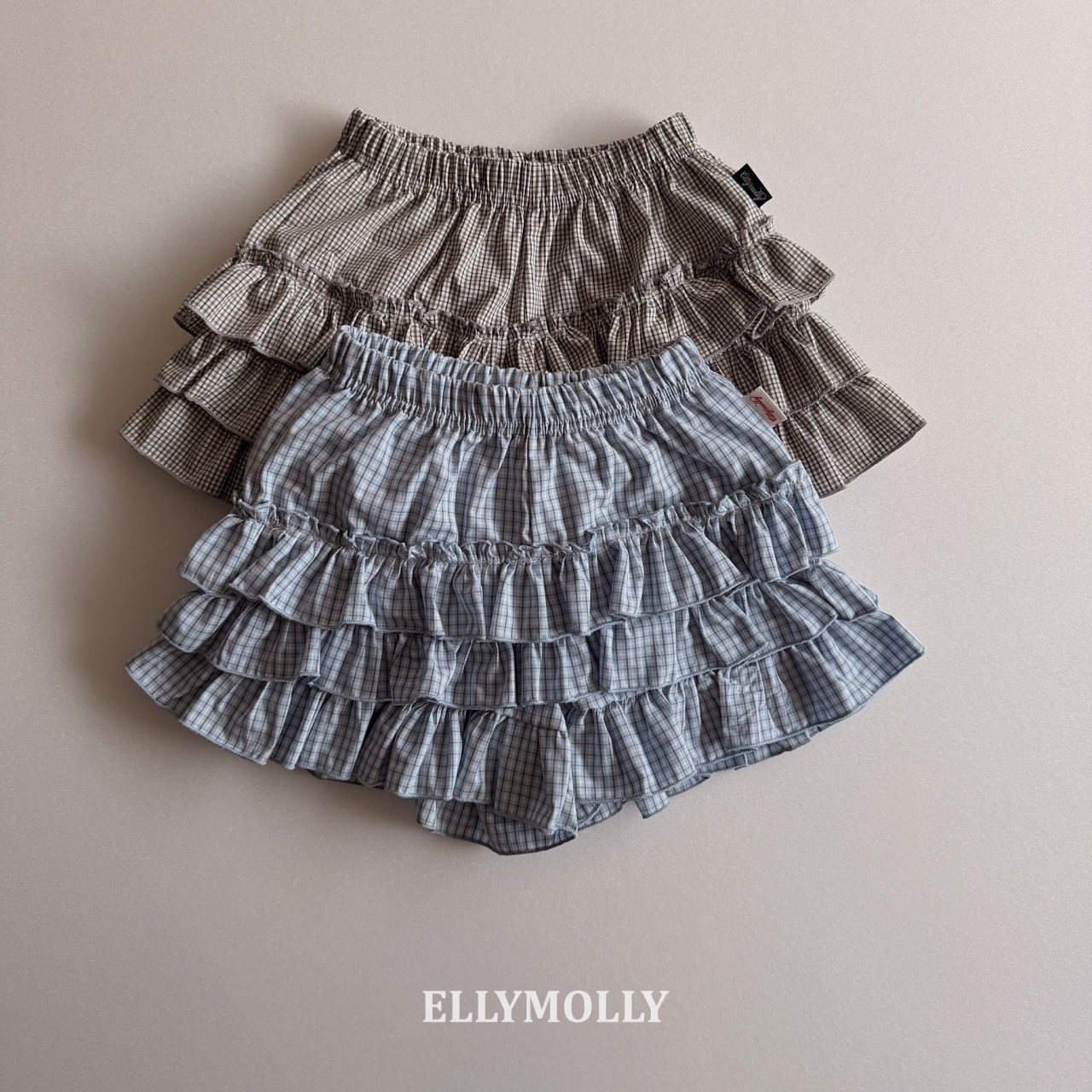 [ELLYMOLLY] Lulu Check Tiered Pants +fee2 / [엘리몰리] 루루체크캉캉팬츠