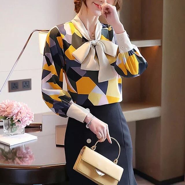 送料無料 ◇ D1255 ホワイト ボウタイ ジオメトリック カフス 長袖 ...