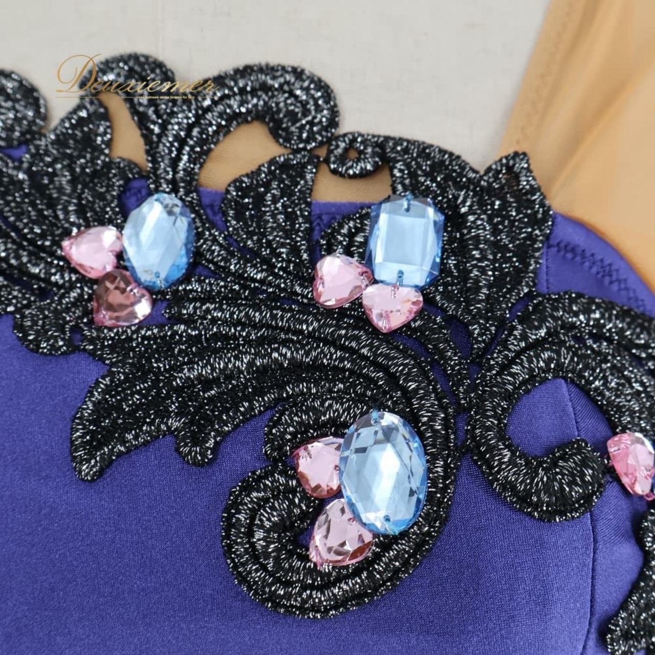 社交ダンス 衣装 ラテン ドレス ワンピース パープル系 ネイビー系 紺 紫 黒 セキネ SEKINE 日本製 レース デモ 競技 ダンス パーティ 発表会 競技用 ラテン用 デモンストレーション 発表会用上品 大人可愛い