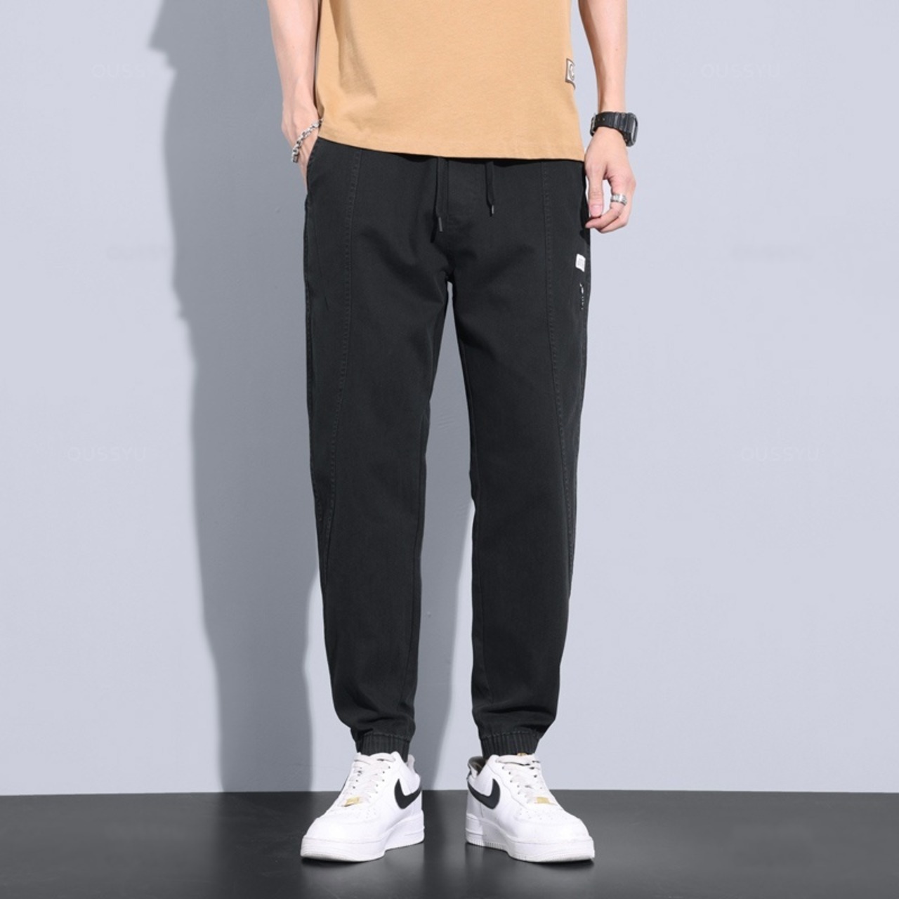 【M-4XL】Cotton Drawstring Casual Pants / コットン ドローストリング カジュアル パンツ